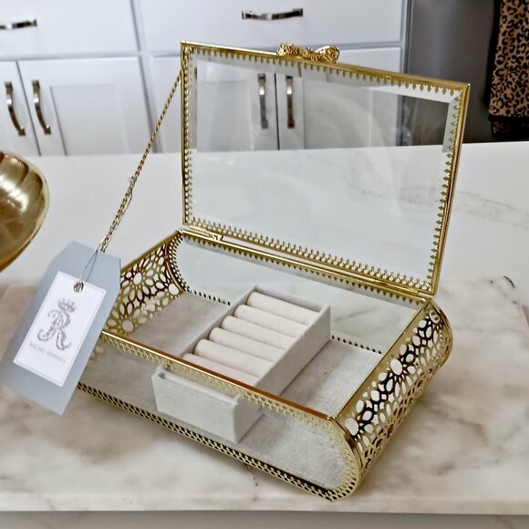 NEW! EXQUISITE Rachel ASHWELL CLEAR HINGED JEWELRY BOX - Picture 6 of 6